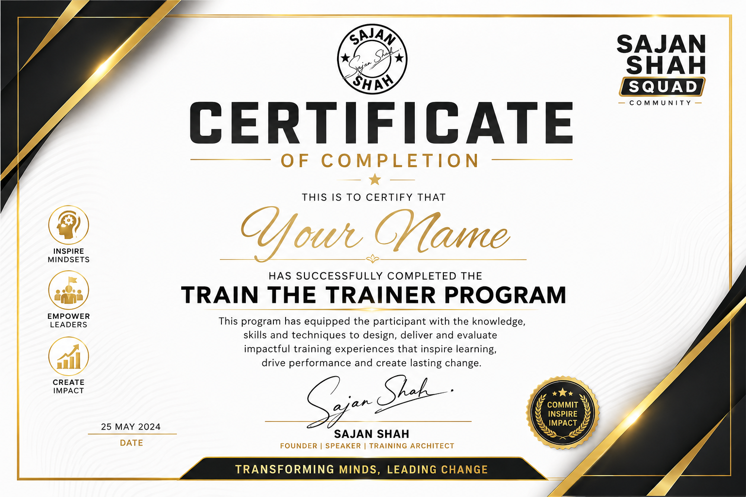 Train The Trainer Certificate